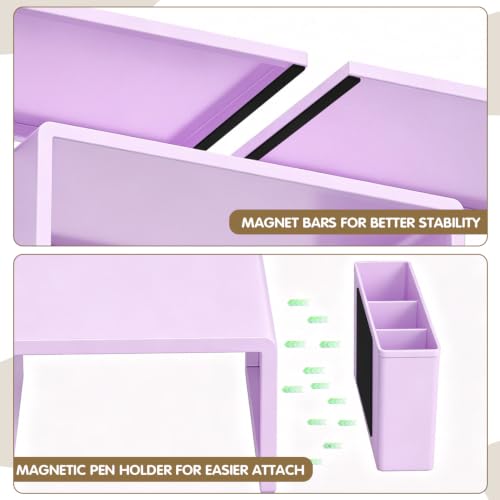LEKETREE Dual Monitor Stand Riser with Drawer and 2 Pen Holders, Purple - color: Purple
