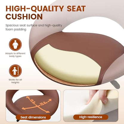 Rolling Bar Stool with Back & Footrest, Office Drafting Chair | PU Leather Chair with Wheels, Swivel Tall Counter Height Stool for Kitchen Island Salon Vanity Standing Desk, Brown, 2 Pack - color: Brown, size: 2 Pack