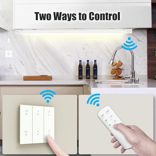 LED Tube Light Fixture with Plug Under Cabinet Lighting Dimming and Color With Remote wireless wall switch 24 inch 18W 1800LM 3000-6500K adjustable LED Tube Light Fixture for Cabinet Closet Office - size: 24 inch