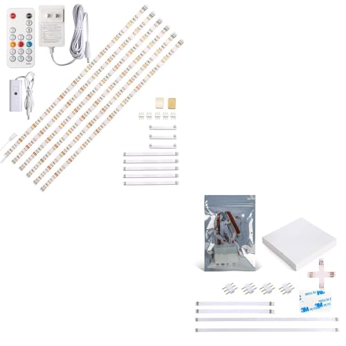 WOBANE Under Counter Light, Dimmable LED Under Cabinet Lighting, 6 PCS LED Strip Light Bars with Remote Control for Kitchen,Shelf,Pantry,Showcase,Desk,Cupboard 6000K White