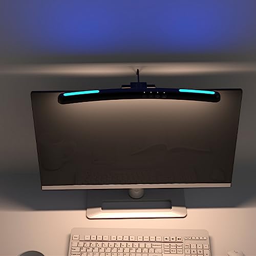 Zunate Computer Monitor Light Bar, Anti Glare Blue Light Block Eye Caring Lamp, E Reading LED Lamp with Auto Dimming and Timing, USB C Interface Space Saving Home Office Lamp