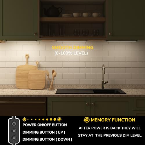 GETINLIGHT 12-inch Plug-in LED Under Counter Lights for Kitchen, Soft White 3000K, Pack of 3, IN-0110-23-SN