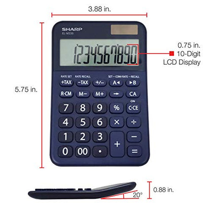 Sharp EL-M335 10-Digit Extra Large Desktop Calculator with Currency Conversion Functions, Tax, Percent and Backspace Keys, and a Large Angled LCD Display, Perfect for Home or Office Use | Extra Large Display, Currency Conversion Functions, Tax, Percent &