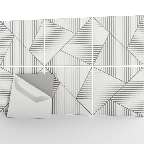JaneTech Acoustic Wall Panels 23.62 x 23.62 Inch, 6 PCS Sound Absorbing Panels, Decorative Acoustic Wall Panels, Noise Reduction & Echo Control for Home Office Studio Wall Decor, Slate White - color: Facet Fusion