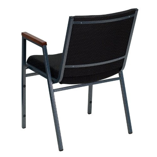 Flash Furniture 4 Pack HERCULES Series Heavy Duty Black Dot Fabric Stack Chair with Arms - color: Black Patterned Fabric, size: Set of 4