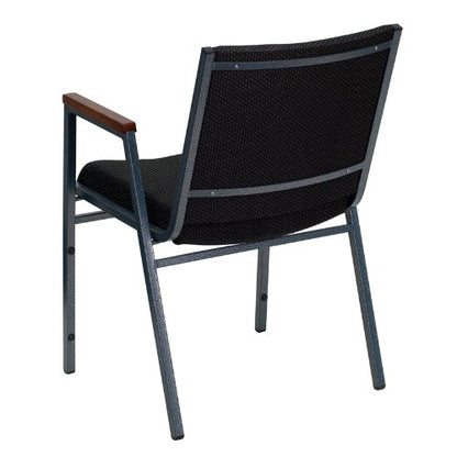 Flash Furniture 4 Pack HERCULES Series Heavy Duty Black Dot Fabric Stack Chair with Arms - color: Black Patterned Fabric, size: Set of 4