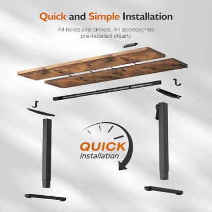Monomi 59"x24"Electric Standing Desk Adjustable Height Computer Desk | Sit Stand Up Home Office Desk with Memory Preset, Ergonomic Computer Gaming Desk with Anti-Collision, Rustic Brown - color: Rustic Brown, size: 59x24