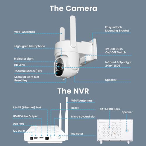 xmartO Wire-Free Solar PTZ AI Tracking Security Camera System, 4-Cam Kit, 4MP 2K QHD + 4K 10CH Expandable WiFi NVR, All-Weather Solar Charge, PIR Sensor, Easy Installation, No Monthly Fee, 500GB - style: 4-CAM KIT