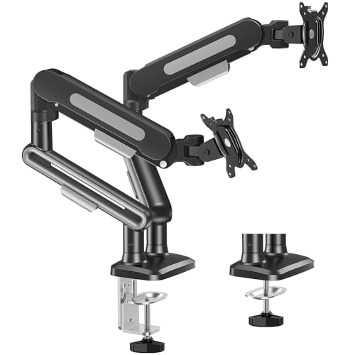 MOUNT PRO Dual Monitor Desk Mount, Pneumatic Monitor Arms for 2 Monitors Max 39 Inches, Adjustable Dual Computer Monitor Stand Each Arm Holds up to 26.5lbs, VESA Mount with C Clamp & Grommet Base - size: Max 39", style: Dual