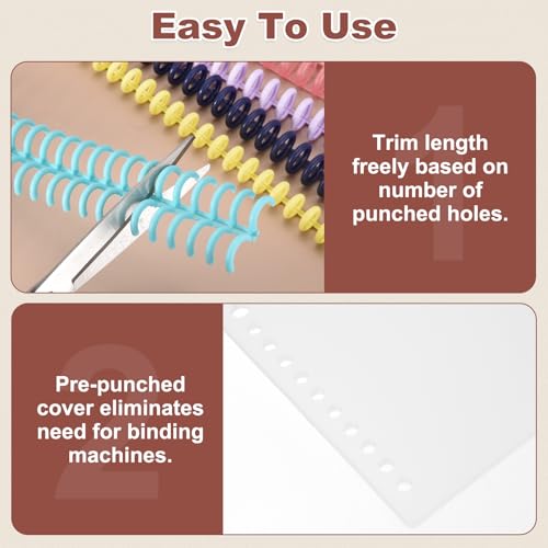 PATIKIL 20Pcs Presentation Binding Covers, Pre-Punched A4 12 x 9" Cover and 10Pcs 8.5mm (1/3") Plastic 30 Ring Binding Spines Combs Kit for Book Office Supplies, Black - color: Black