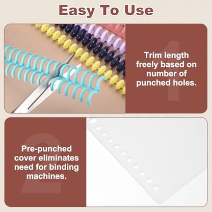 PATIKIL 20Pcs Presentation Binding Covers, Pre-Punched A4 12 x 9" Cover and 10Pcs 8.5mm (1/3") Plastic 30 Ring Binding Spines Combs Kit for Book Office Supplies, Black - color: Black