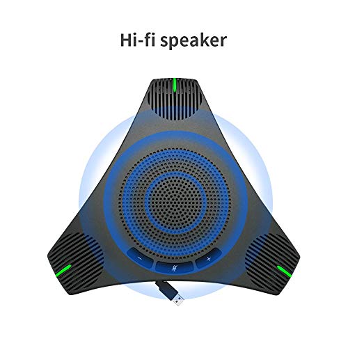 USB Conference Speakerphone with Omnidirectional 360 Microphone for 8-10 People, Intelligent DSP Noise Reduction for Video Meetings (Gray)