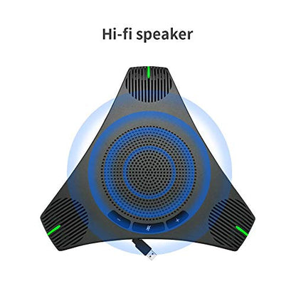 USB Conference Speakerphone with Omnidirectional 360 Microphone for 8-10 People, Intelligent DSP Noise Reduction for Video Meetings (Gray)