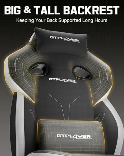 GTPLAYER Big & Tall Gaming Chair, Wide Seat with Footrest, Black - color: 01 Black