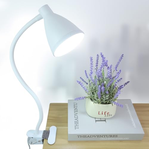 GlowVibe Desk Lamp Eye-Caring 360° Flexible Gooseneck 3 Color Modes 10 Brightness Dimmable 10W 40 LED, Portable Reading Book Light Clamp Study Desk Lamps for Bedroom and Office Home Lighting (White) - color: White