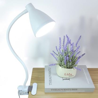 GlowVibe Desk Lamp Eye-Caring 360° Flexible Gooseneck 3 Color Modes 10 Brightness Dimmable 10W 40 LED, Portable Reading Book Light Clamp Study Desk Lamps for Bedroom and Office Home Lighting (White) - color: White