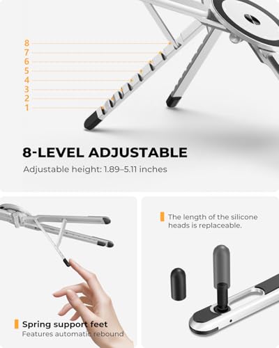 SupeDesk Adjustable Laptop Stand, 3-in-1 Magnetic Stand for Laptop & Tablet - color: Silver
