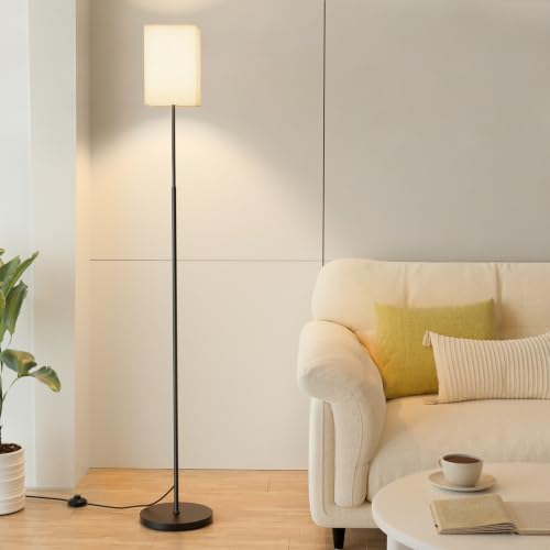 SIBRILLE 63.8" Square Floor Lamp with White Fabric Shade - color: White