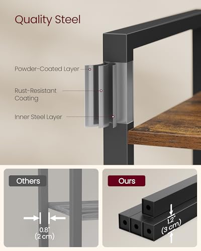 VASAGLE 6-Tier Bookshelf, Bookcase with Steel Frame, Book Shelf for Living Room, Home Office, Study, 11.8 x 26 x 73.2 Inches, Industrial Style, Rustic Brown and Ink Black ULLS062B01 - color: Rustic Brown + Ink Black, size: 6 Tiers (11.8"D x 26"W), style: