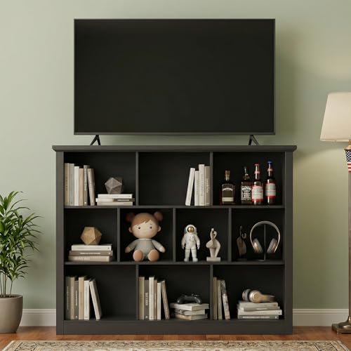 Unikito Cube Storage Shelf, Open Cube Bookshelf with Base, Black - color: Black, size: 10 Cube (50"W x 38.7"H)