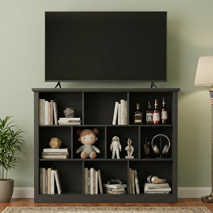 Unikito Cube Storage Shelf, Open Cube Bookshelf with Base, Black - color: Black, size: 10 Cube (50"W x 38.7"H)