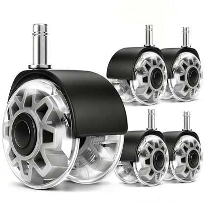 RidRed Office Chair Wheels,Smooth & Quiet Rollerblade Casters Wheels,Heavy Duty Support 700lbs Dual-Wheel Design,Gaming Desk Chair Wheel Replacement for Hardwood Floors and Carpet,2 Inch Universal Fit - color: Grey