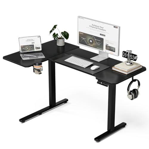 Acrolix L Shaped Electric Standing Desk, 51x31.5 Inch Reversible, Black - color: Black, size: 51