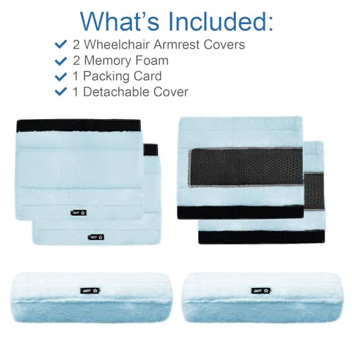 SPRING SEAON Wheelchair Armrest Pads Covers Fuzzy Desk Chair Arm Pads Soft - color: Light Blue