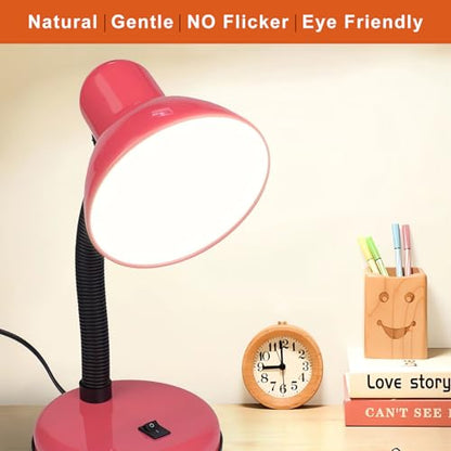 Desk Lamp with LED Bulb, (Blue) Flexible Gooseneck with Table lamp 6000K Metal Desk Lamp with Flexible Hose Neck for Office Living Room Bedroom Bedside Table, College Dorm