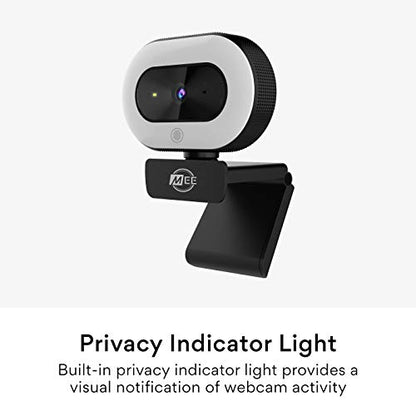 MEE audio CL8A 1080p HD Webcam with Ring Light, Microphone, Autofocus, Low Light Correction, 360° Rotation; USB Streaming Web Camera for Video Calling via Zoom/Skype on Computer PC Mac Laptop Desktop - style: 1080p Ring Light
