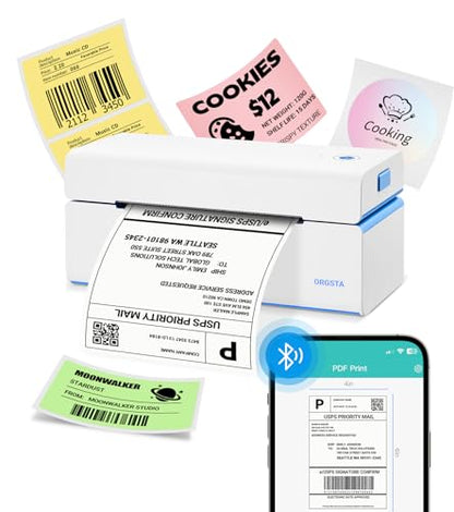 ORGSTA Bluetooth Thermal Shipping Label Printer, 4x6 Shipping Label Printer - color: White