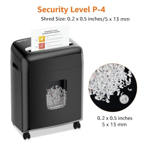 Amazon Basics High Security Micro Cut Paper Shredder, 8 Sheet Capacity, CD and Credit Card Shredder with Pull Out Bin, Black - size: 8 Sheet