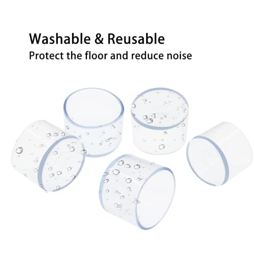 Round Chair Leg Caps,PVC Furniture Feet Covers,TTZEZE Transparent Round Floor Protectors,Clear Table Feet Covers Preventing Plastic Chair Leg Covers Scratches and Noise 32mm/1.26'', 12 - size: 1.26 inches