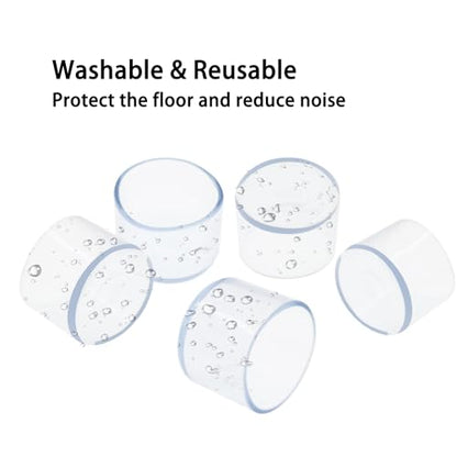 Round Chair Leg Caps,PVC Furniture Feet Covers,TTZEZE Transparent Round Floor Protectors,Clear Table Feet Covers Preventing Plastic Chair Leg Covers Scratches and Noise 32mm/1.26'', 12 - size: 1.26 inches