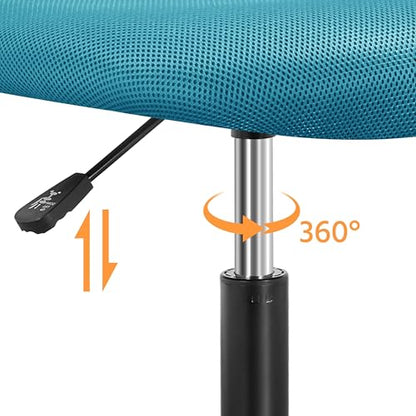 Topeakmart Armless Small Office Desk Chair, Adjustable Height Swivel, Turquoise - color: Turquoise