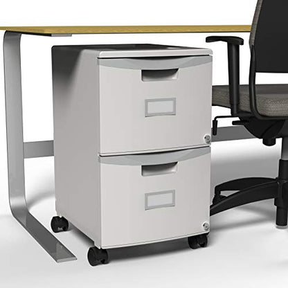 Storex Two-Drawer Mobile File Cabinet with Lock, 14.8 x 18 x 26-Inch, Gray (61301B01C) - color: Grey, size: 26" x 31.8" x 14.1", style: 2-Drawer, With Casters