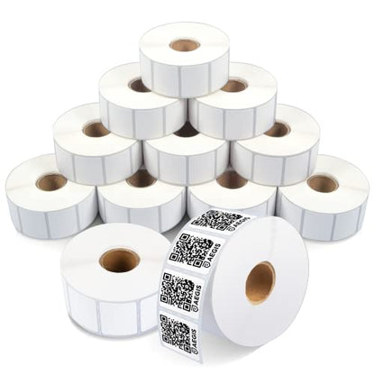 1.25" X 1" Direct Thermal Printer Labels (15600 Count, 12 Rolls) - size: 1.25" X 1"
