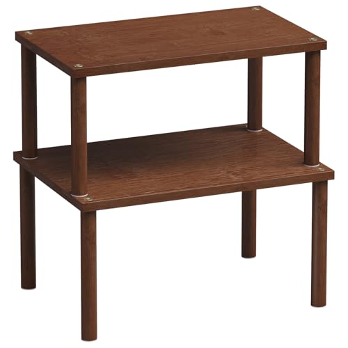 VERTORGAN 2 Pack Cabinet Organizer Shelf,Bamboo Countertop(Medium,Brown) - color: Brown, size: 11.8"W