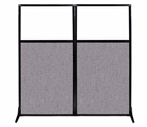 Versare Workstation Partition | Portable Wall Divider | Modern Office Cubicle | Free Standing Privacy Screen | Flexible Work Space | 66" x 70" W/Window, Cloud Gray Fabric Panels - color: Cloud Gray, size: 66" Wide x 70" Tall W/ Window