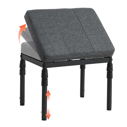 Adjustable Ottoman Pouf Footrest, 60 Degree Tilt, Carbon Gray | 4-Height, 28 Positions, Iron frame, Foam Cushion, 15.74 x 11.81 x 13.34 in, Under Desk, Living room, Home Office - color: Carbon Gray