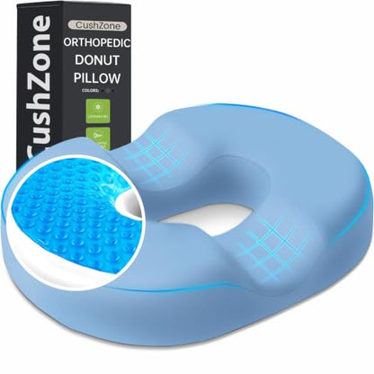 Donut Pillow Seat Cushion, Cooling Gel Memory Foam Chair Cushion,Light Blue - color: Light Blue, size: Large