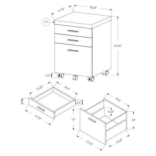 Monarch Specialties I 7400 File Cabinet, Rolling Mobile, Storage Drawers, Printer Stand, Office, Work, Laminate, Brown, Contemporary, Modern - color: Brown