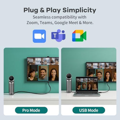 KanDao Meeting Pro 360-degree Video Conference Camera with Microphones and Speakers, AI Tracking, Smart Zooming, Automatic Focus, 4-in-one Standalone Meeting Room Camera System, Wi-fi/HDMI/USB - color: Black