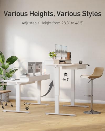 CubiCubi 60" x 30" Standing Electric Desk with Drawers, White - color: White, size: 60 inch