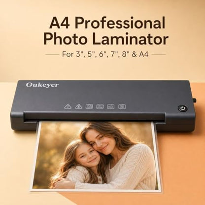 Laminator Machine, A4 Thermal Laminator with Laminating Sheets, 400mm/min High Speed Laminator, One-Touch Operation, Anti-Jam Design, Low Noise, for Home School Office Photos Documents Crafts