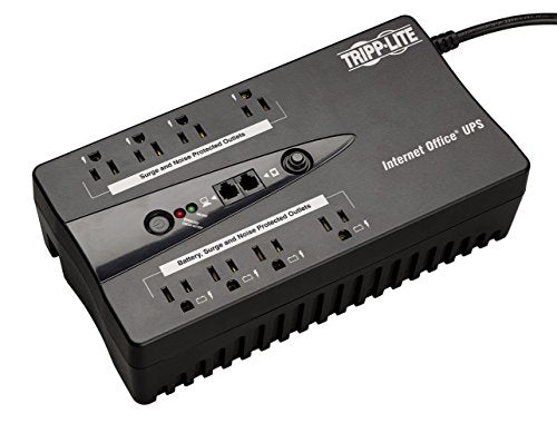 Tripp Lite INTERNET550SER 550VA 300W UPS Desktop Battery Back Up Compact 120V DB9 RJ11 PC, 8 Outlets,Black