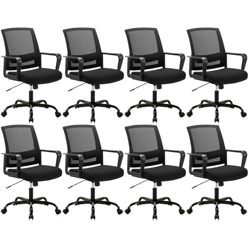 CLATINA Ergonomic Rolling Mesh Desk Chair with Executive Lumbar Support and Adjustable Swivel Design for Home Office Computer Black 8 Pack - size: 8 Pack