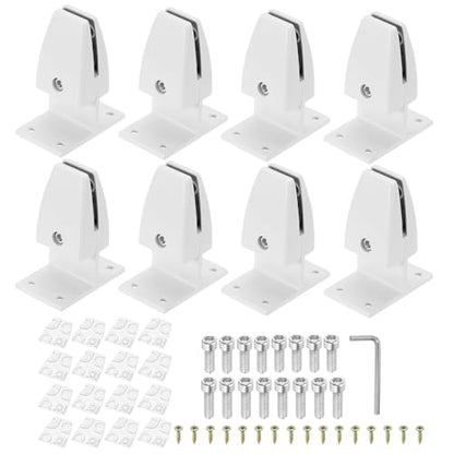PATIKIL 2.8x1.7x3.6" Desk Divider Support Clamp, 8 Pcs Aluminum Desk Shield Clamp Desk Divider Partition Clamp Sneeze Guard Clamp Bracket for Office Home Desk Panel, Matte White - color: Matte White