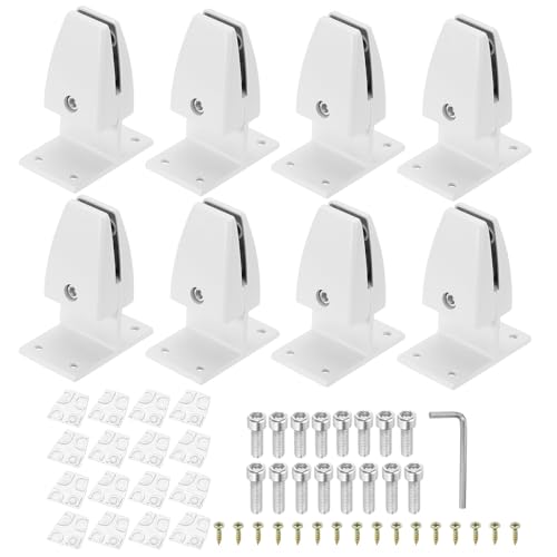 PATIKIL 2.8x1.7x3.6" Desk Divider Support Clamp, 8 Pcs Aluminum Desk Shield Clamp Desk Divider Partition Clamp Sneeze Guard Clamp Bracket for Office Home Desk Panel, Matte White - color: Matte White