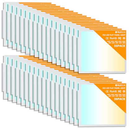 36 Pack 2x2 LED Flat Panel Lights with 5CCT Selectable, 4800LM, ETL | 40W/35W/30W/25W/20W,6500K/5000K/4000K/3500K/3000K,0-10V Dimmable, LED Drop Ceiling Fixtures for Office Meeting Classroom - size: 2x2FT 36PACK
